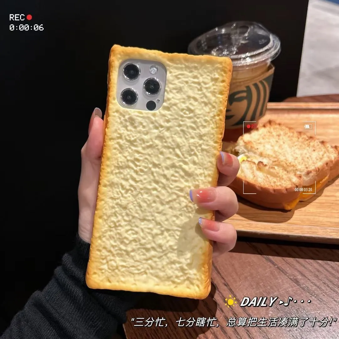 Soft Silicone Toast Bread Case for iPhone 17, Compatible with iPhone 16/14 Pro Max/15 Pro Max/13/11, Cute Food-Themed Shockproof Bumper Cover